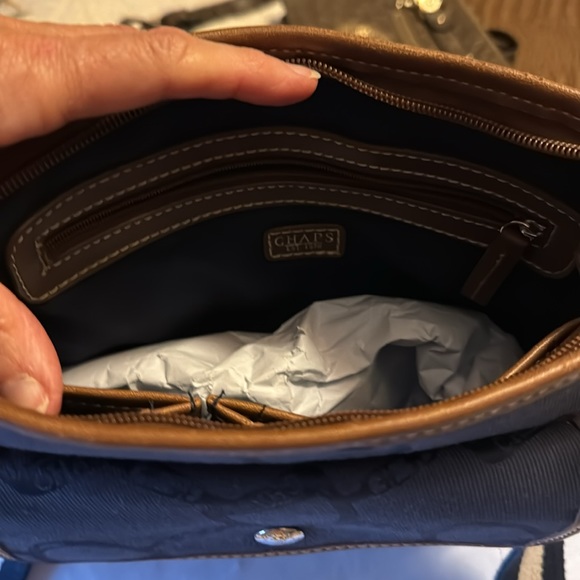 Champs, Cross Body Bag, Navy with Brown leather trim.  EUC only used 1 x. - Picture 4 of 6